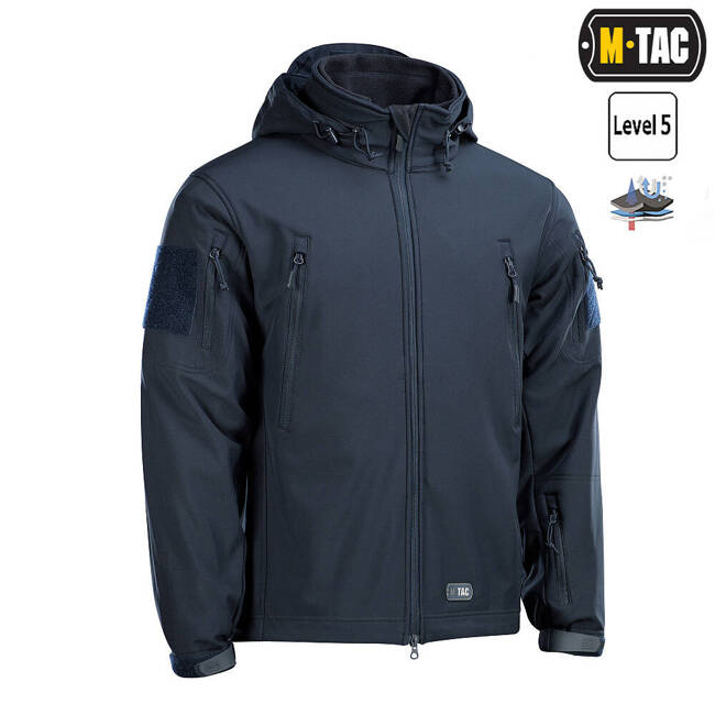 SOFT SHELL WINTER JACKET WITH LINING - M-TAC - NAVY BLUE - WITH BADGES - PRISON POLICE ANP