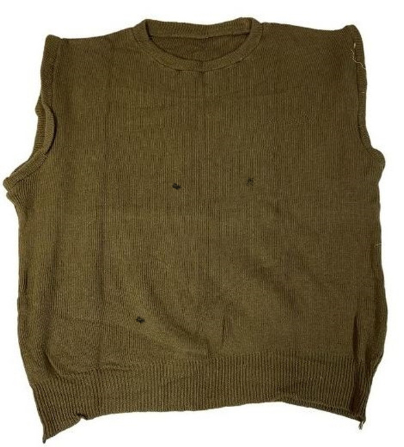 SWEATER KNITTED VEST M85 - ROMANIAN ARMY - OD - MILITARY SURPLUS - USED