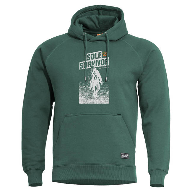 SWEATER WITH HOOD - "PHAETON SOLE SURVIVOR" - PENTAGON® - SPRING BOK GREEN