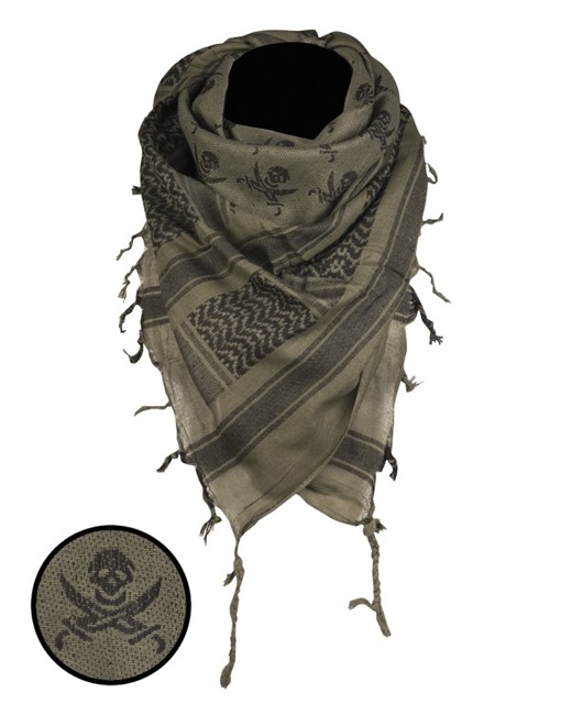 Shemagh scarf - od/black skull