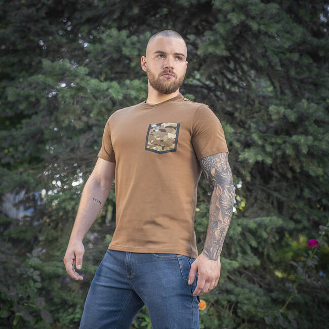 T-SHIRT 93/7 WITH POCKET - COYOTE BROWN - M-TAC