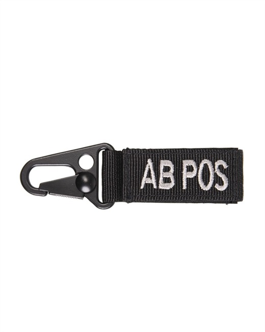 TACT. KEYHOLDER - BLOOD AB pos - 5 PC./PACK -  black