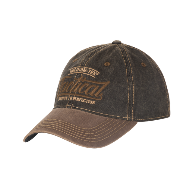 TACTICAL SNAPBACK CAP - DIRTY WASHED COTTON - Helikon-Tex® - DIRTY WASHED BLACK/DIRTY WASHED BROWN