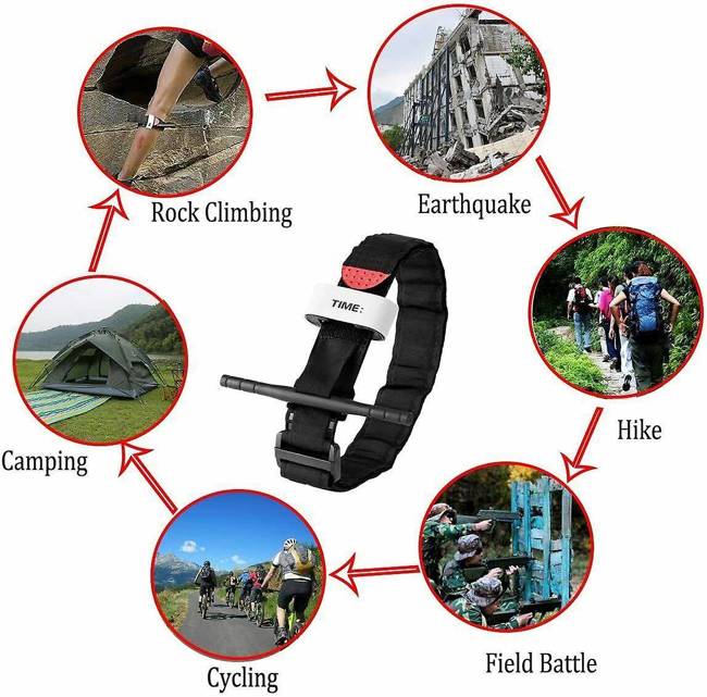 TACTICAL TOURNIQUET FOR MEDICAL EMERGENCIES AND BLOOD LOSS CONTROL - SINGLE HAND APPLICATION 