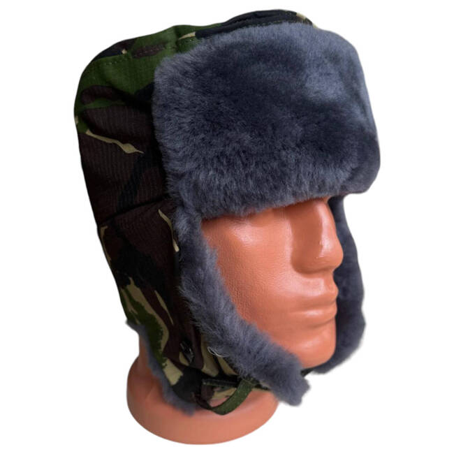 USHANKA MILITARY CAP - RIPSTOP DPM CAMO - MILITARY SURPLUS ROMANIAN ARMY - NEW