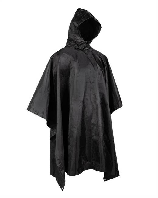 WET WEATHER RIP-STOP PONCHO - "BASIC" - Mil-Tec® - BLACK