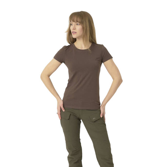 WOMEN'S SLIM FIT ORGANIC COTTON T-SHIRT - EARTH BROWN - HELIKON-TEX