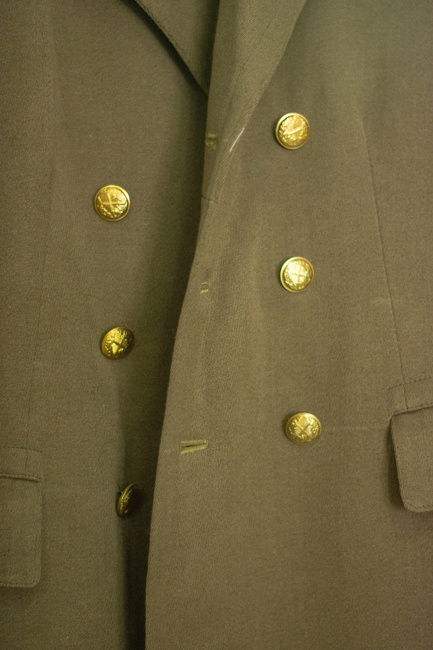 WOOL COAT - ROMANIAN MILITARY SURPLUS - OLIVE - USED