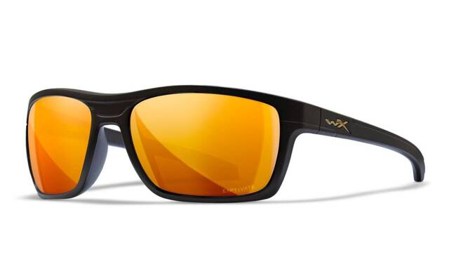 Wiley X Kingpin Ballistic Eyeshields - Black Matte Frame - Captivate Polarized Bronze Mirror 