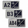 Blood group AB- badge embroidered on ultramarine with metallic thread - hook-and-loop application