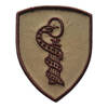 EMBLEMA SEMN DE ARMA MANECA SCUT - MEDICAL - BRODATA PE SUPORT BEJ CU FIR MARO