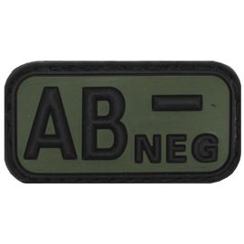 3D VELCRO PATCH - 5 x 2.5 CM - MFH® - BLACK/OD GREEN - BLOOD GROUP "AB NEG"
