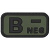 3D VELCRO PATCH - 5 x 2.5 CM - MFH® - BLACK/OD GREEN - BLOOD GROUP "B NEG"