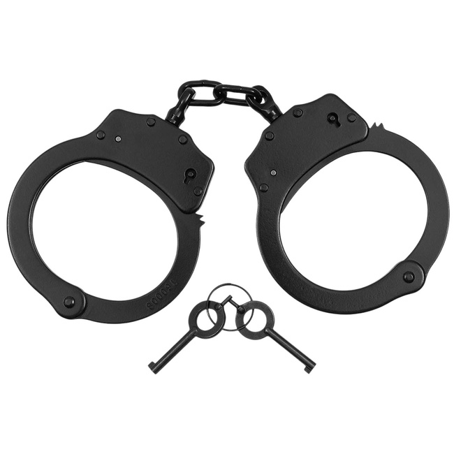 HANDCUFFS - DELUXE - 2 KEYS - STEEL - BLACK