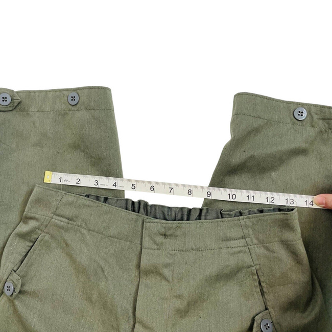 VINTAGE MDL M44 CARGO WORK TROUSERS - 80'S - UNISEX - 27" - OD GREEN - MILITARY SURPLUS GERMAN ARMY