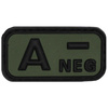 3D VELCRO PATCH - 5 x 2.5 CM - MFH® - BLACK/OD GREEN - BLOOD GROUP "A NEG"