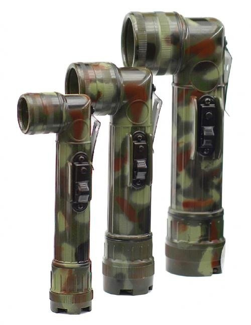 US G.I. STYLE ANGLEHEAD FLASHLIGHT (2 x D CELL) FLECKTARN CAMO