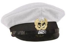 White NAVY VISOR HAT WITH INSIGNIA