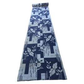 FABRIC CARPET - TRADITIONAL PATTERN - ROMANIAN ARMY MILITARY SURPLUS - BLUE - 6,5 x 0,86 m lxL - IN GOOD CONDITION