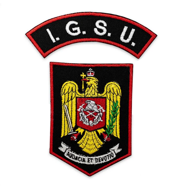 ISU, IGSU firefighters badge with black backing and Velcro application