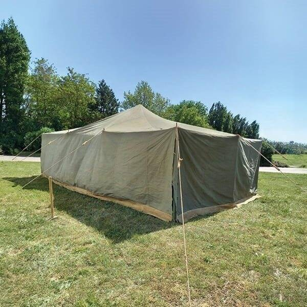 TENT WITH FRAME - 4 X 7,3 M - MILITARY SURPLUS BULGARIAN ARMY - USED 