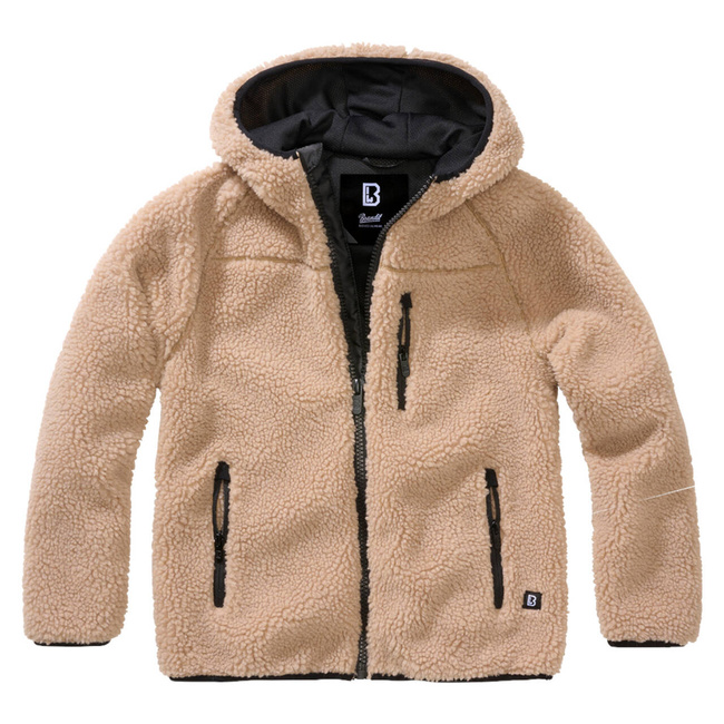 Kids hooded Teddyfleece jacket - camel - Brandit