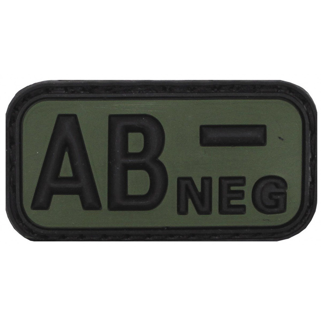 3D VELCRO PATCH - 5 x 2.5 CM - MFH® - BLACK/OD GREEN - BLOOD GROUP "AB NEG"