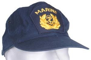 GERMAN BLUE NAVY DECK CAP W/ BADGE USED