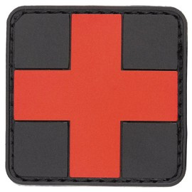 PATCH WITH HOOK AND LOOP FIRST-AID 3D - BLACK / RED - MFH
