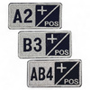 Blood group AB+ badge embroidered on ultramarine with metallic thread - with hot-melt application