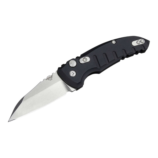 AUTOMATIC KNIFE A01 MICROSWITCH 2.75" WHARNCLIFFE TUMBLED ALUMIUM BLACK - HOGUE