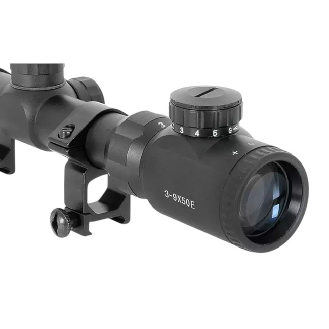 SCOPE 3-9X50 WITH HIGH MOUNTING RINGS - PCS