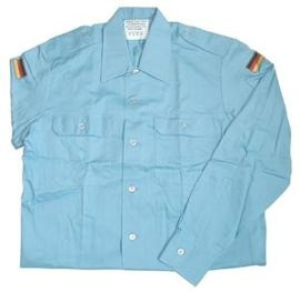 GERMAN NAVY DECK SHIRT - LONG SLEEVE - BLUE - MILITARY SURPLUS - USED