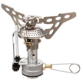 FOLDABLE CAMPING STOVE - SMALL - WITH PIEZO IGNITION - STAINLESS STEEL - FOX OUDOOR - MFH