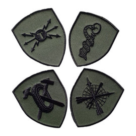 EMBLEMA SEMN DE ARMA MANECA SCUT - PSIHOLOGIE/SOCIOLOGIE - BRODATA PE SUPORT KAKI CU FIR NEGRU