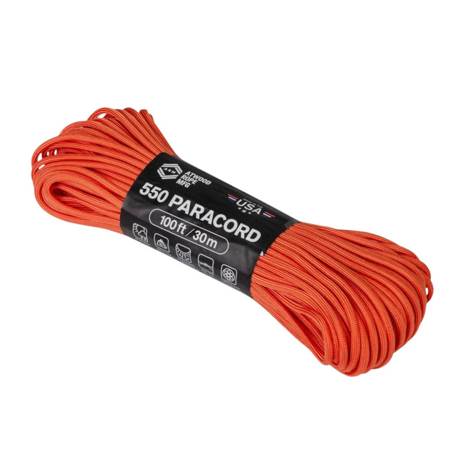 NYLON PARACORD - 550 LBS - 30 M/100 FT - Helikon-Tex - BURNT ORANGE