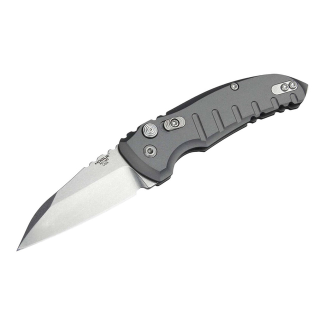 AUTOMATIC KNIFE A01 MICROSWITCH 2.75" WHARNCLIFFE TUMBLED ALUMIUM GREY - HOGUE