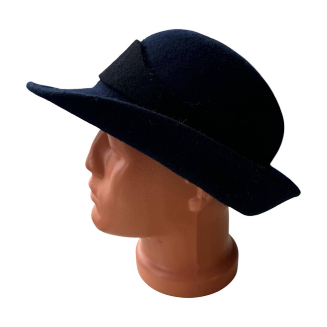 WOOLEN HAT - NAVY BLUE WITH BLACK STRIPE - ROMANIAN ARMY MILITARY SURPLUS - LIKE NEW