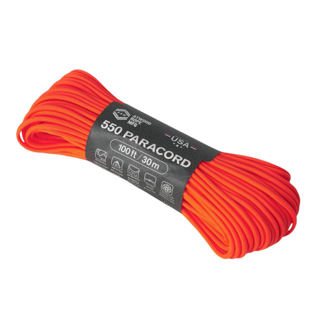 NYLON PARACORD - 550 LBS - 30 M/100 FT - Helikon-Tex - NEON  ORANGE