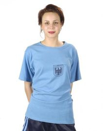 SPORT T-SHIRT - GERMAN ARMY BW MILITARY SURPLUS - LIGHT BLUE - USED/WITHOUT A-STAMP